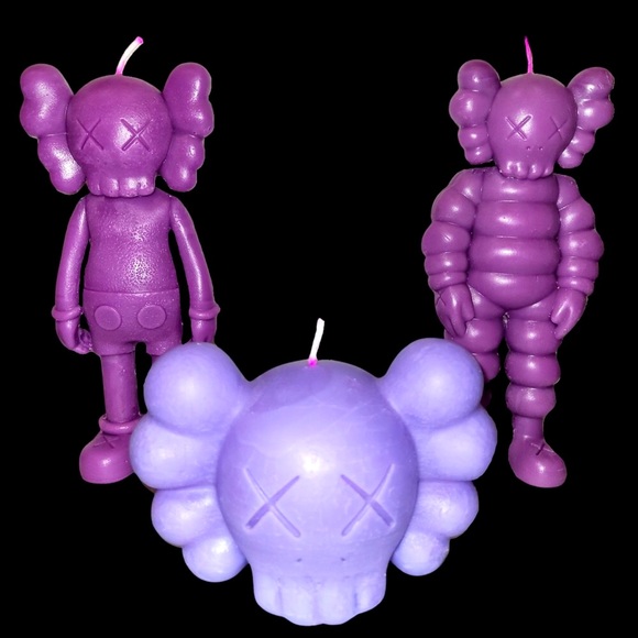 Designer Art Custom Hand Poured BFF Kaws Candle Decor Trio Gift Set - Picture 11 of 11
